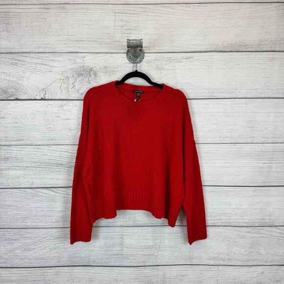 Eileen Fisher Women's Red Crop Crewneck Cotton Fluff Sweater Size Large - Picture 1 of 8